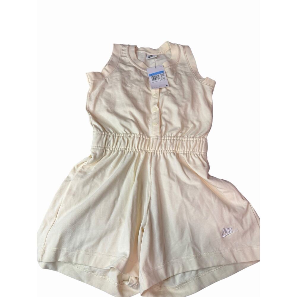 NWT Sz Medium Nike Youth Girls Romper Coconut Milkwhite Athleisure Shorts